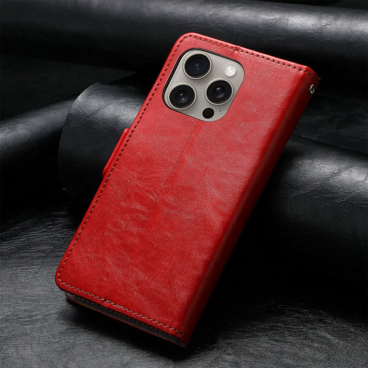For iPhone 16 Pro Max CaseNeo Splicing Dual Magnetic Buckle Leather Phone Case(Red) by buy2fix