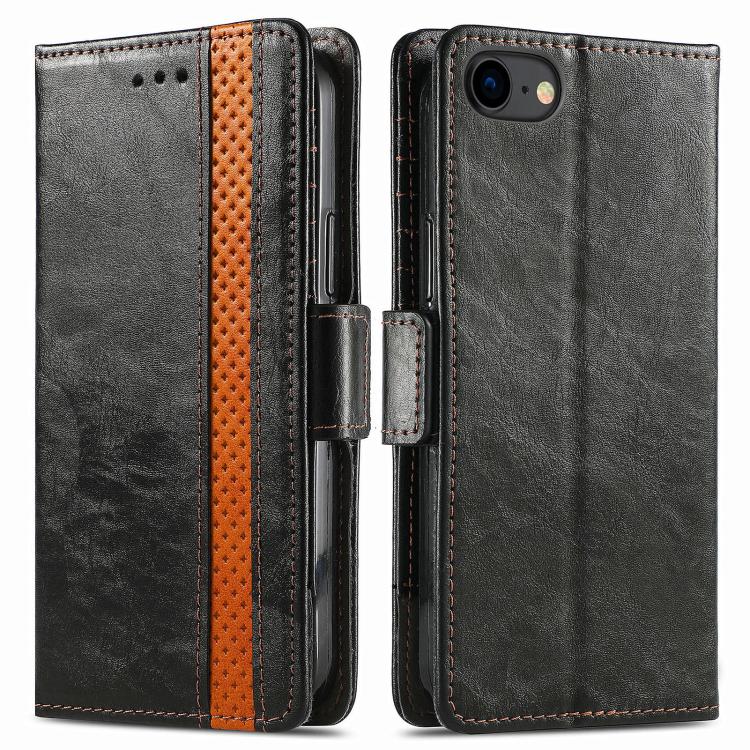 For iPhone 16e CaseNeo Splicing Dual Magnetic Buckle Leather Phone Case(Black) - iPhone 16e Cases by buy2fix | Online Shopping UK | buy2fix