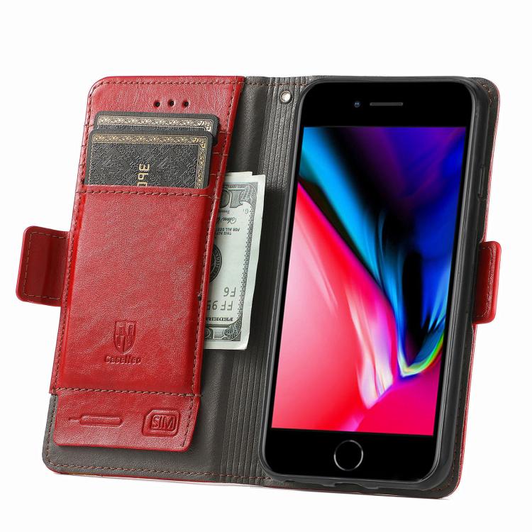 For iPhone 16e CaseNeo Splicing Dual Magnetic Buckle Leather Phone Case(Red) - iPhone 16e Cases by buy2fix | Online Shopping UK | buy2fix
