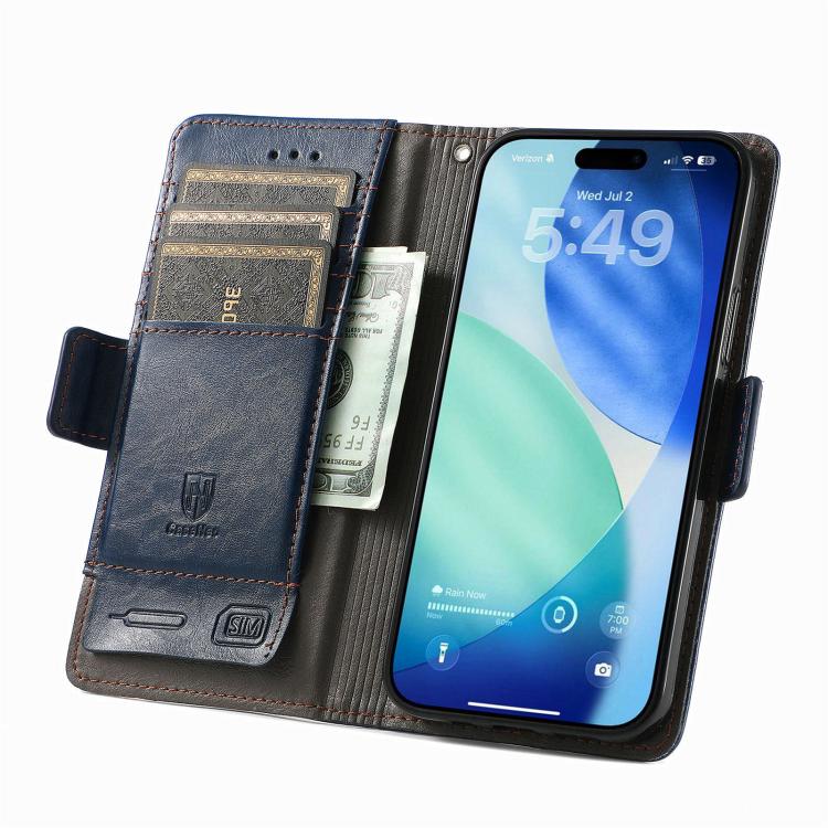 For iPhone Air CaseNeo Splicing Dual Magnetic Buckle Leather Phone Case(Blue) - iPhone Air Cases by buy2fix | Online Shopping UK | buy2fix