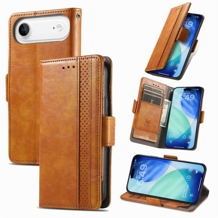 For iPhone Air CaseNeo Splicing Dual Magnetic Buckle Leather Phone Case(Khaki) - iPhone Air Cases by buy2fix | Online Shopping UK | buy2fix