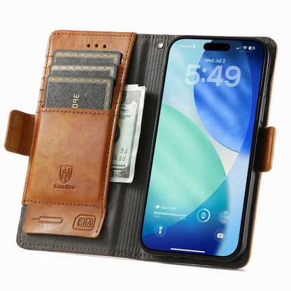 For iPhone Air CaseNeo Splicing Dual Magnetic Buckle Leather Phone Case(Khaki) - iPhone Air Cases by buy2fix | Online Shopping UK | buy2fix