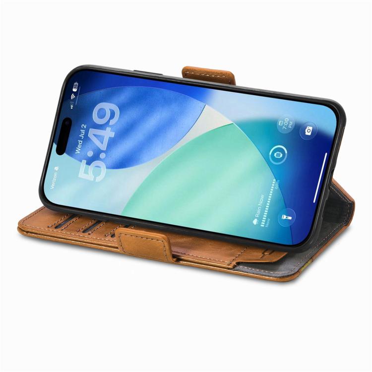 For iPhone Air CaseNeo Splicing Dual Magnetic Buckle Leather Phone Case(Khaki) - iPhone Air Cases by buy2fix | Online Shopping UK | buy2fix