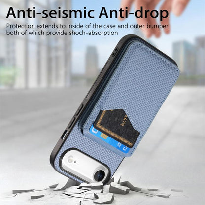 For iPhone Air Carbon Fiber MagSafe Vertical Flip Card Bag Phone Case(Blue) - iPhone Air Cases by buy2fix | Online Shopping UK | buy2fix