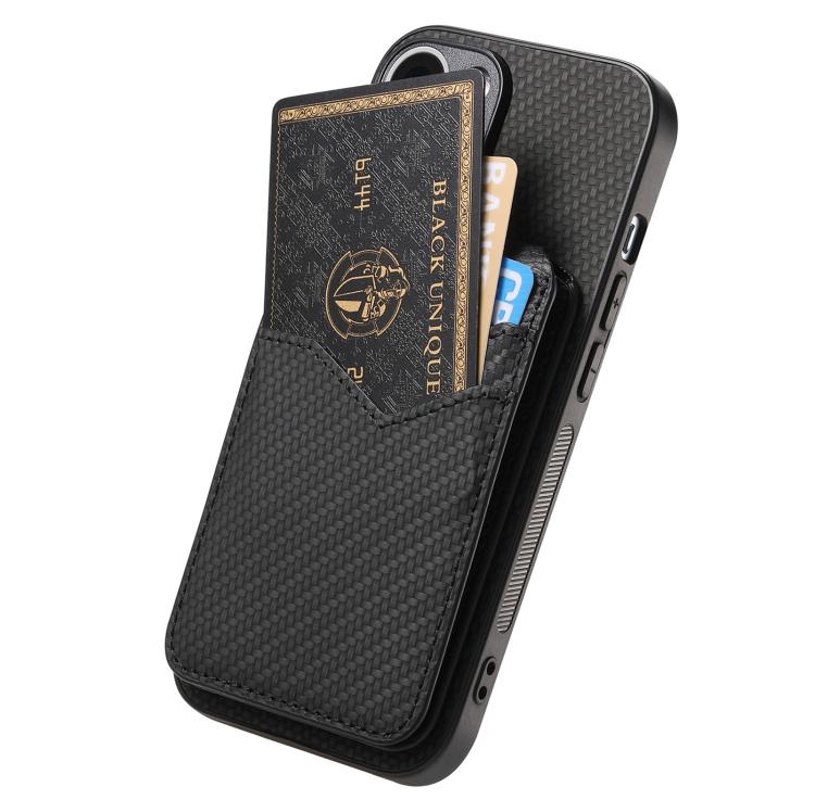 For iPhone Air Carbon Fiber MagSafe Vertical Flip Card Bag Phone Case(Black) - iPhone Air Cases by buy2fix | Online Shopping UK | buy2fix