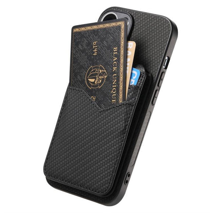 For iPhone Air Carbon Fiber MagSafe Vertical Flip Card Bag Phone Case(Black) - iPhone Air Cases by buy2fix | Online Shopping UK | buy2fix
