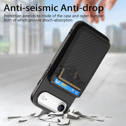For iPhone Air Carbon Fiber MagSafe Vertical Flip Card Bag Phone Case(Black) - iPhone Air Cases by buy2fix | Online Shopping UK | buy2fix
