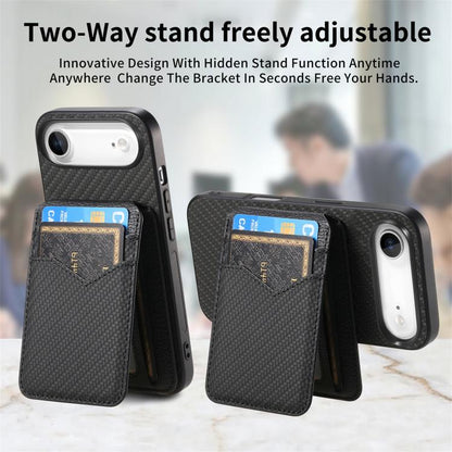 For iPhone Air Carbon Fiber MagSafe Vertical Flip Card Bag Phone Case(Black) - iPhone Air Cases by buy2fix | Online Shopping UK | buy2fix