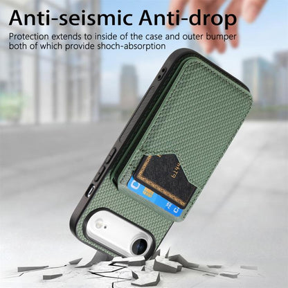 For iPhone Air Carbon Fiber MagSafe Vertical Flip Card Bag Phone Case(Green) - iPhone Air Cases by buy2fix | Online Shopping UK | buy2fix