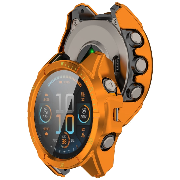 For Garmin Fenix 8 AMOLED 51mm Tempered Glass Film Integrated PC Watch Case(Orange Green) - Watch Cases by buy2fix | Online Shopping UK | buy2fix