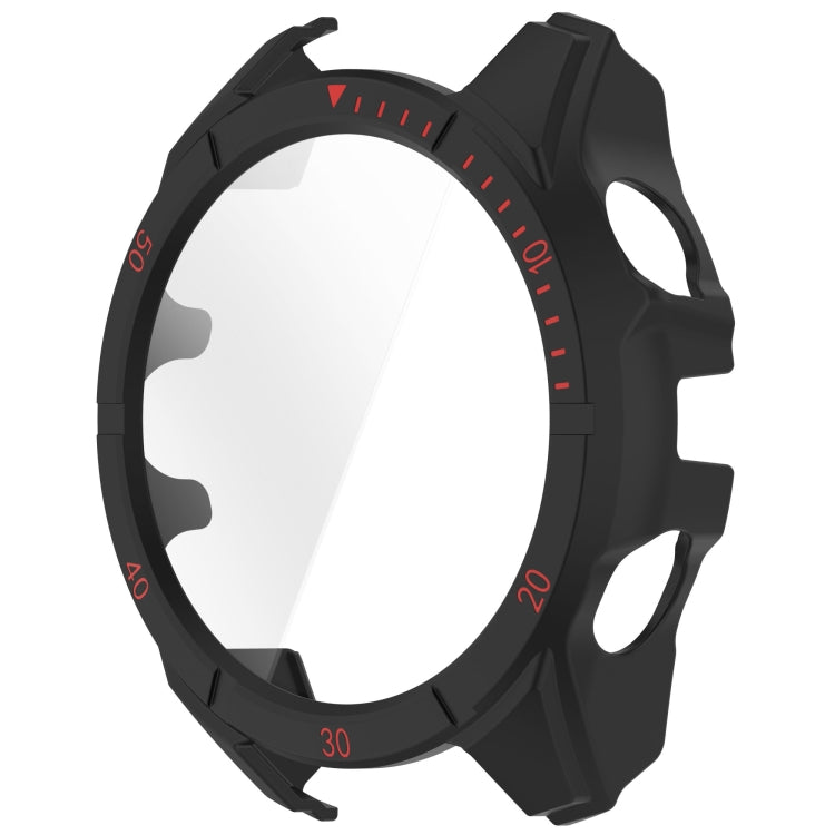 For Garmin Fenix 8 AMOLED 51mm Tempered Glass Film Integrated PC Watch Case(Black Red) - Watch Cases by buy2fix | Online Shopping UK | buy2fix