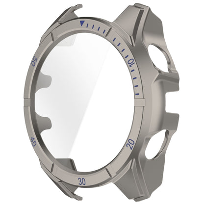 For Garmin Fenix 8 AMOLED 47mm Tempered Glass Film Integrated PC Watch Case(Titanium Blue) - Watch Cases by buy2fix | Online Shopping UK | buy2fix