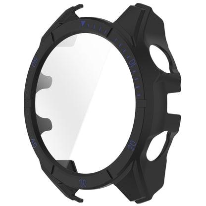 For Garmin Fenix 8 AMOLED 43mm Tempered Glass Film Integrated PC Watch Case(Black Blue) - Watch Cases by buy2fix | Online Shopping UK | buy2fix