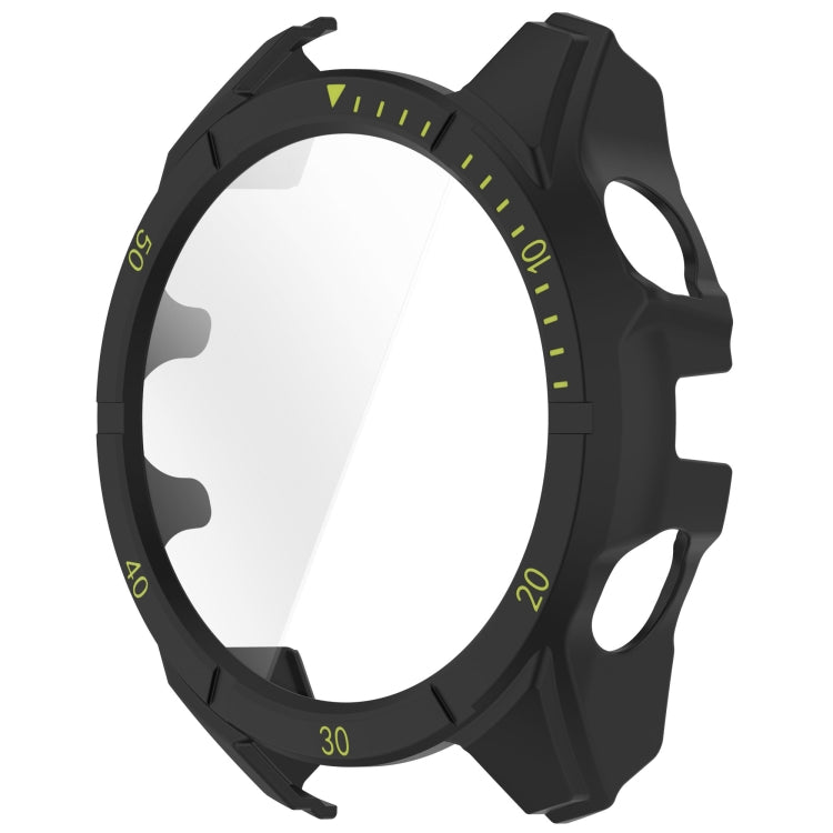 For Garmin Fenix 8 AMOLED 43mm Tempered Glass Film Integrated PC Watch Case(Black Green) - Watch Cases by buy2fix | Online Shopping UK | buy2fix