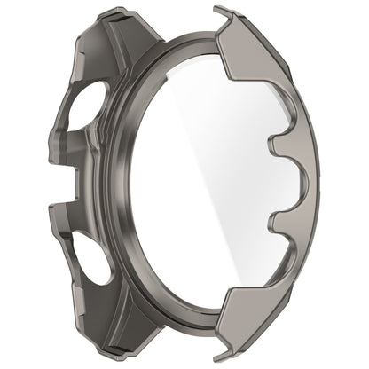 For Garmin Fenix 8 AMOLED 43mm Tempered Glass Film Integrated PC Watch Case(Titanium Blue) - Watch Cases by buy2fix | Online Shopping UK | buy2fix