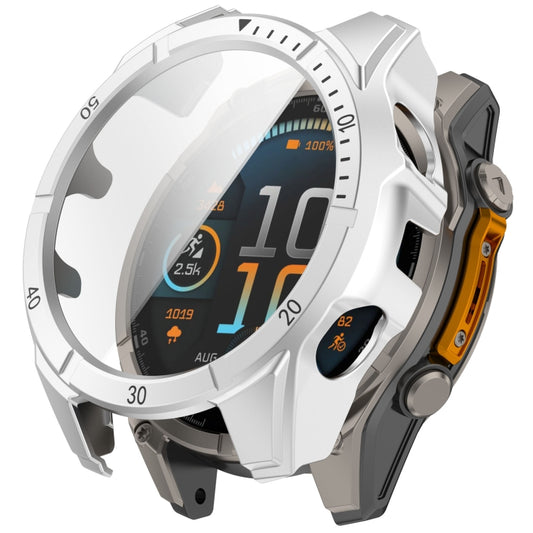 For Garmin Fenix 8 AMOLED 43mm Tempered Glass Film Integrated PC Watch Case(Silver Black) - Watch Cases by buy2fix | Online Shopping UK | buy2fix