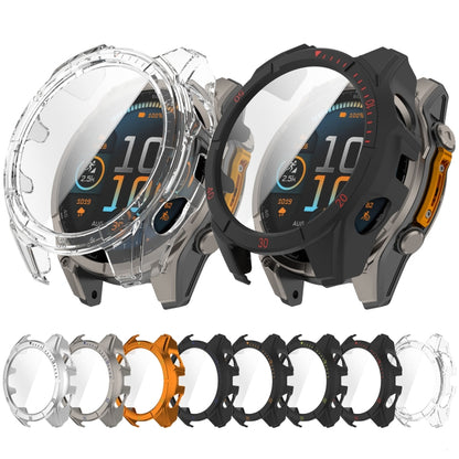 For Garmin Fenix 8 AMOLED 51mm Tempered Glass Film Integrated PC Watch Case(Black Red) - Watch Cases by buy2fix | Online Shopping UK | buy2fix
