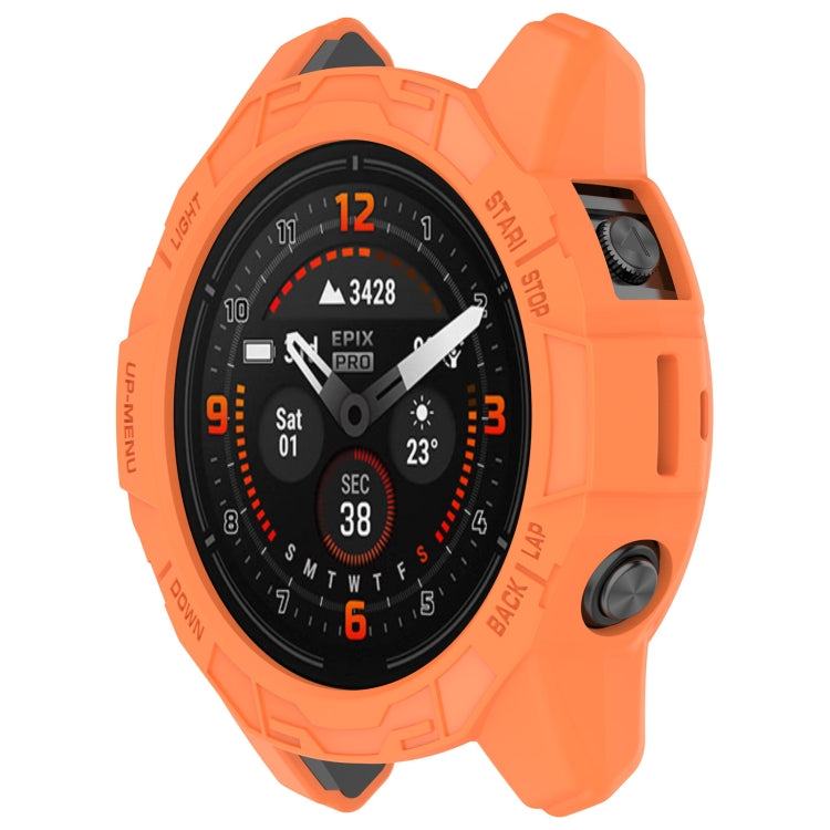 For Garmin Fenix E 47mm Armor Hollow TPU Half Coverage Watch Protective Case(Orange) - Watch Cases by buy2fix | Online Shopping UK | buy2fix