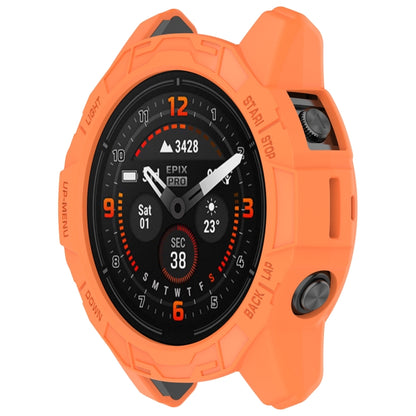For Garmin Fenix E 47mm Armor Hollow TPU Half Coverage Watch Protective Case(Orange) - Watch Cases by buy2fix | Online Shopping UK | buy2fix
