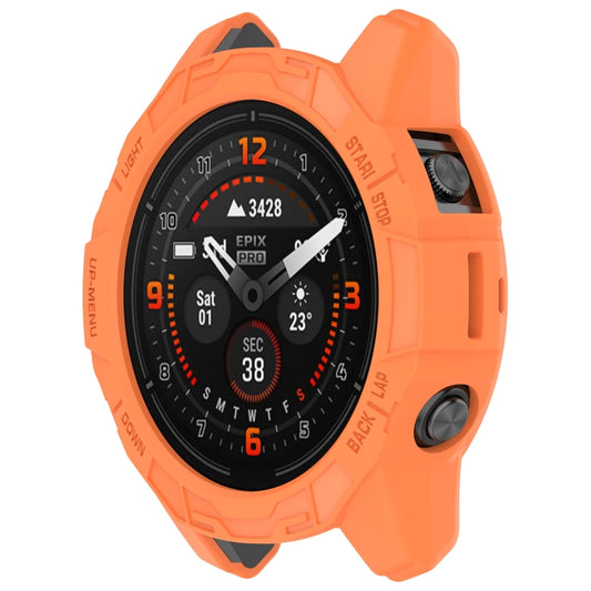 For Garmin Fenix E 47mm Armor Hollow TPU Half Coverage Watch Protective Case(Orange) - Watch Cases by buy2fix | Online Shopping UK | buy2fix