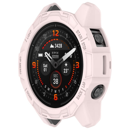 For Garmin Fenix E 47mm Armor Hollow TPU Half Coverage Watch Protective Case(Light Pink) - Watch Cases by buy2fix | Online Shopping UK | buy2fix