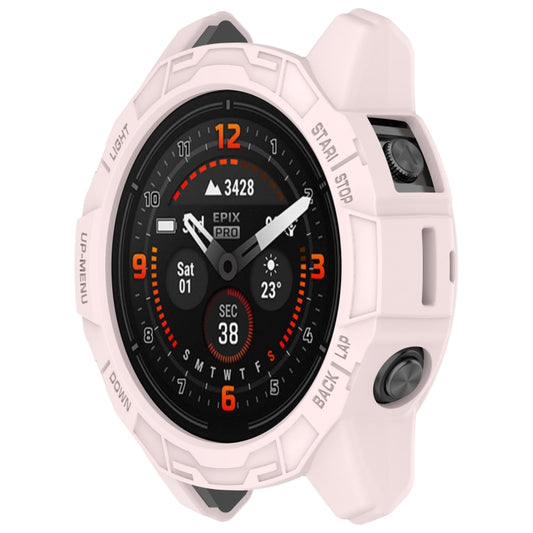 For Garmin Fenix E 47mm Armor Hollow TPU Half Coverage Watch Protective Case(Light Pink) - Watch Cases by buy2fix | Online Shopping UK | buy2fix