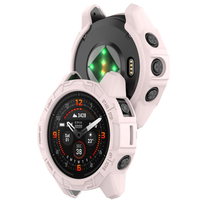 For Garmin Fenix E 47mm Armor Hollow TPU Half Coverage Watch Protective Case(Light Pink) - Watch Cases by buy2fix | Online Shopping UK | buy2fix