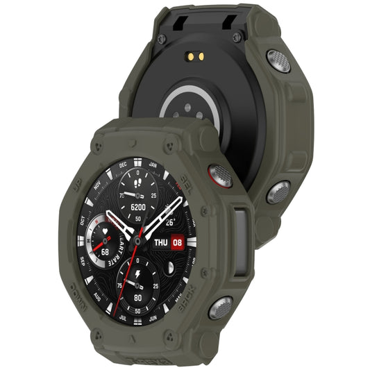 For Amazfit T-Rex3 Armor Hollow TPU Half Coverage Watch Case(Juugle Green) - Watch Cases by buy2fix | Online Shopping UK | buy2fix