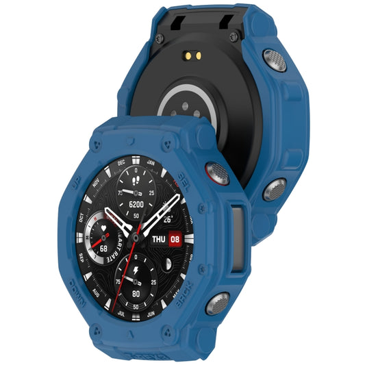 For Amazfit T-Rex3 Armor Hollow TPU Half Coverage Watch Case(Dark Blue) - Watch Cases by buy2fix | Online Shopping UK | buy2fix