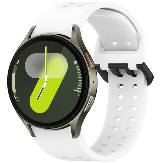 For Samsung Galaxy Watch 7 40 / 44mm Diplopore Button Quick Release Silicone Watch Band(White)