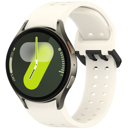 For Samsung Galaxy Watch 7 40 / 44mm Diplopore Button Quick Release Silicone Watch Band(Star White)