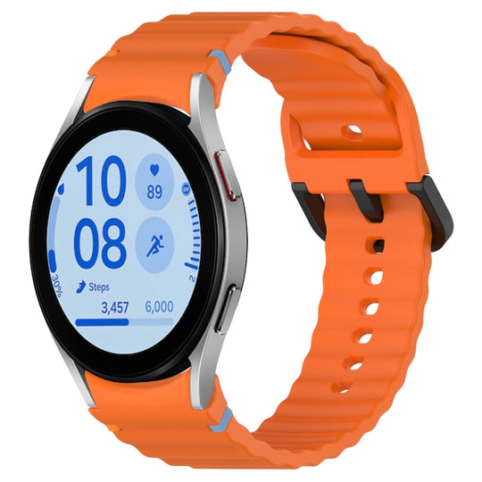 For Samsung Galaxy Watch FE 40mm Wavy Grain Stitched Black Buckle Silicone Watch Band(Orange)
