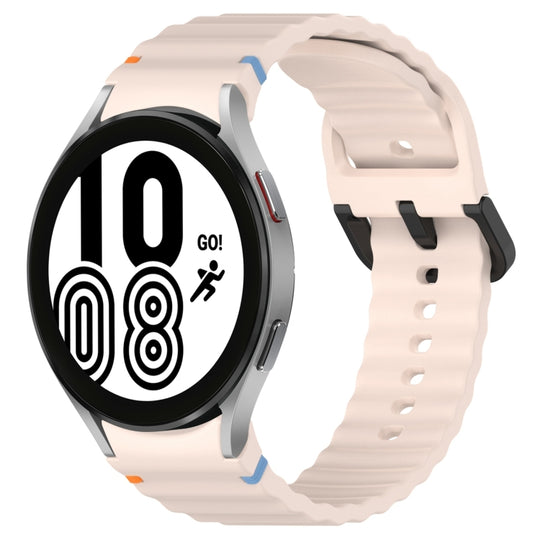 For Samsung Galaxy Watch 4 40 / 44mm Wavy Grain Stitched Black Buckle Silicone Watch Band(Pink)