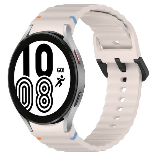 For Samsung Galaxy Watch 4 40 / 44mm Wavy Grain Stitched Black Buckle Silicone Watch Band(Starlight)