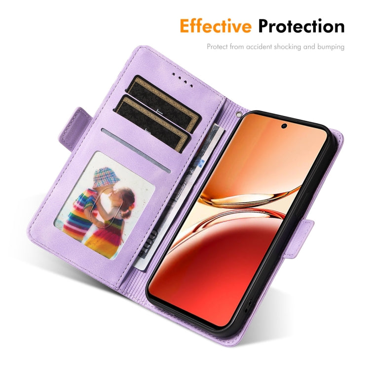 For OPPO Reno12 F 4G Global ENKAY Embossed Rhombus Starry Leather Phone Case with Screen Film(Black) - OPPO Cases by ENKAY | Online Shopping UK | buy2fix