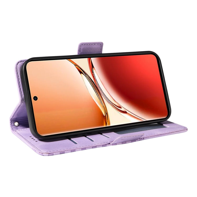 For OPPO Reno12 F 4G Global ENKAY Embossed Rhombus Starry Leather Phone Case with Screen Film(Purple) - OPPO Cases by ENKAY | Online Shopping UK | buy2fix