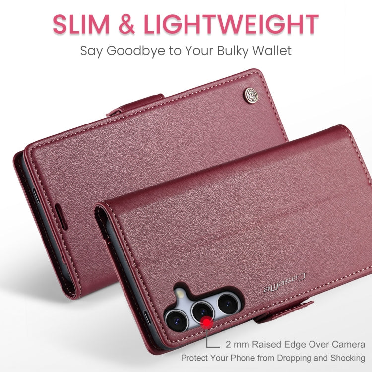 For Samsung Galaxy S25+ 5G CaseMe 023 Butterfly Buckle Litchi Texture RFID Anti-theft Leather Phone Case(Red) - Galaxy S25+ 5G Cases by CaseMe | Online Shopping UK | buy2fix