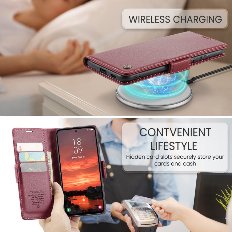 For Samsung Galaxy S25+ 5G CaseMe 023 Butterfly Buckle Litchi Texture RFID Anti-theft Leather Phone Case(Red) - Galaxy S25+ 5G Cases by CaseMe | Online Shopping UK | buy2fix