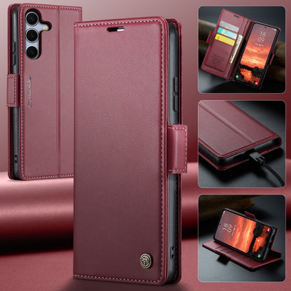 For Samsung Galaxy S25+ 5G CaseMe 023 Butterfly Buckle Litchi Texture RFID Anti-theft Leather Phone Case(Red) - Galaxy S25+ 5G Cases by CaseMe | Online Shopping UK | buy2fix