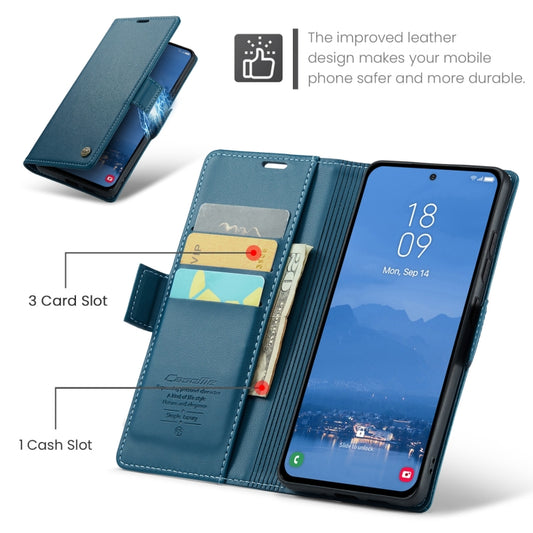 For Samsung Galaxy S25+ 5G CaseMe 023 Butterfly Buckle Litchi Texture RFID Anti-theft Leather Phone Case(Blue) - Galaxy S25+ 5G Cases by CaseMe | Online Shopping UK | buy2fix