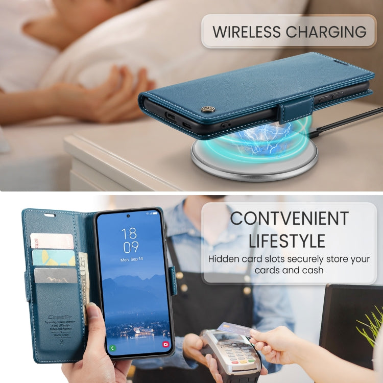For Samsung Galaxy S25+ 5G CaseMe 023 Butterfly Buckle Litchi Texture RFID Anti-theft Leather Phone Case(Blue) - Galaxy S25+ 5G Cases by CaseMe | Online Shopping UK | buy2fix