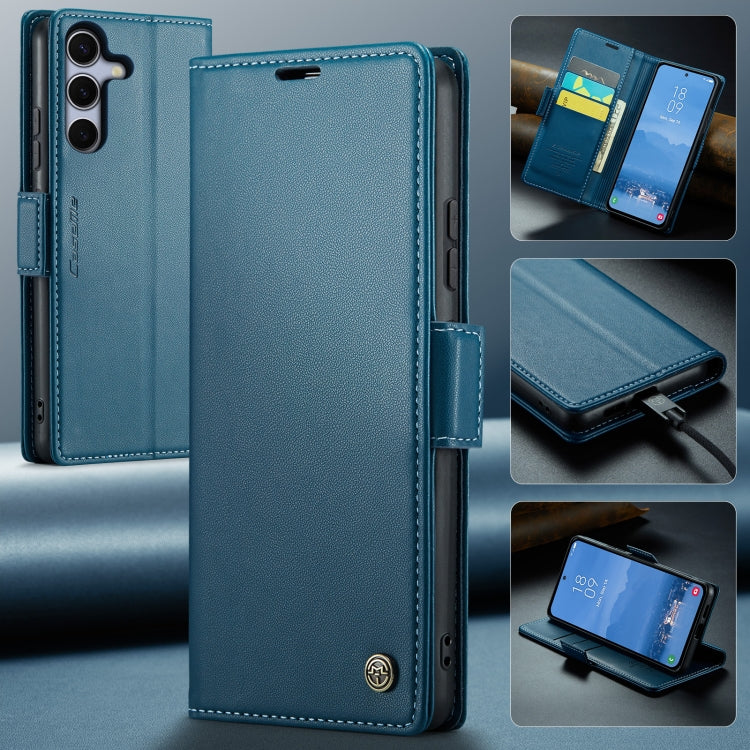 For Samsung Galaxy S25+ 5G CaseMe 023 Butterfly Buckle Litchi Texture RFID Anti-theft Leather Phone Case(Blue) - Galaxy S25+ 5G Cases by CaseMe | Online Shopping UK | buy2fix