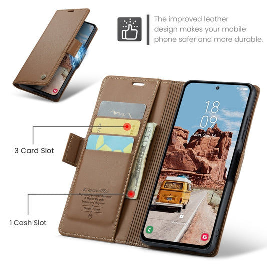 For Samsung Galaxy S25+ 5G CaseMe 023 Butterfly Buckle Litchi Texture RFID Anti-theft Leather Phone Case(Brown) - Galaxy S25+ 5G Cases by CaseMe | Online Shopping UK | buy2fix