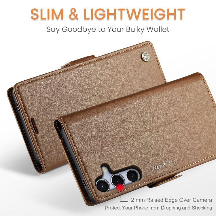 For Samsung Galaxy S25+ 5G CaseMe 023 Butterfly Buckle Litchi Texture RFID Anti-theft Leather Phone Case(Brown) - Galaxy S25+ 5G Cases by CaseMe | Online Shopping UK | buy2fix