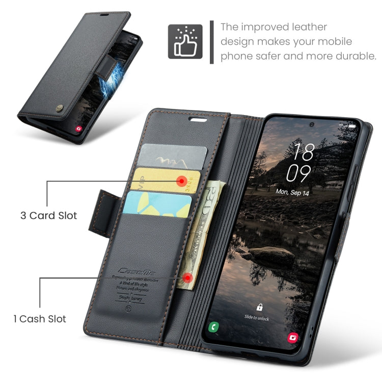 For Samsung Galaxy S25+ 5G CaseMe 023 Butterfly Buckle Litchi Texture RFID Anti-theft Leather Phone Case(Black) - Galaxy S25+ 5G Cases by CaseMe | Online Shopping UK | buy2fix
