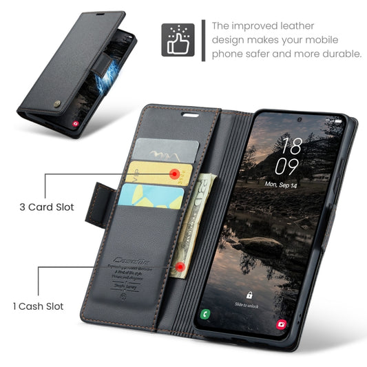 For Samsung Galaxy S25+ 5G CaseMe 023 Butterfly Buckle Litchi Texture RFID Anti-theft Leather Phone Case(Black) - Galaxy S25+ 5G Cases by CaseMe | Online Shopping UK | buy2fix