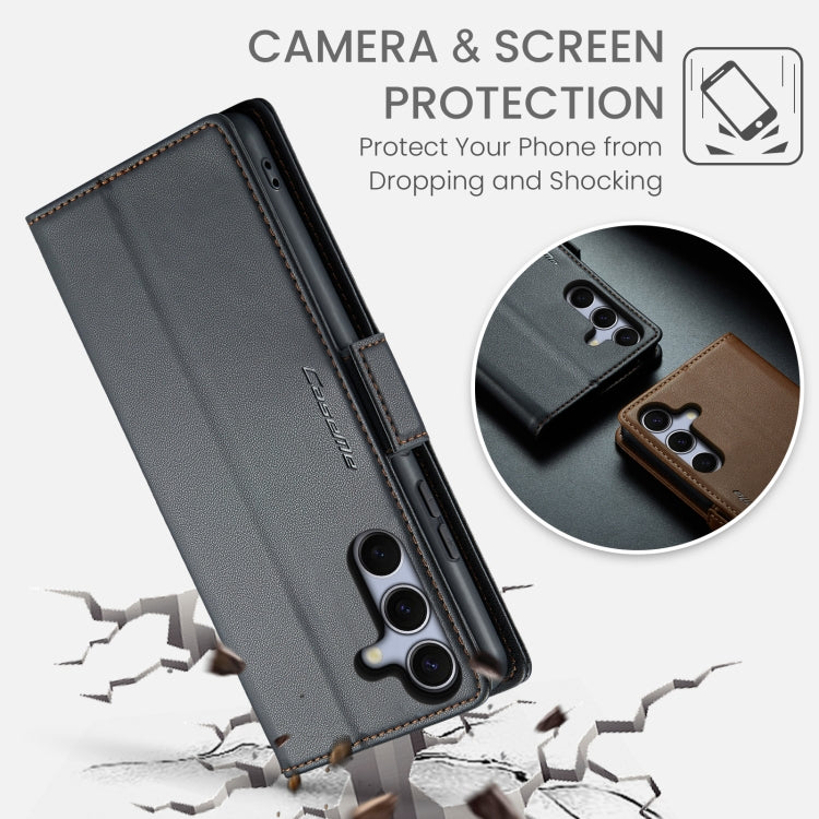 For Samsung Galaxy S25+ 5G CaseMe 023 Butterfly Buckle Litchi Texture RFID Anti-theft Leather Phone Case(Black) - Galaxy S25+ 5G Cases by CaseMe | Online Shopping UK | buy2fix