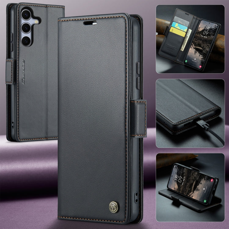 For Samsung Galaxy S25+ 5G CaseMe 023 Butterfly Buckle Litchi Texture RFID Anti-theft Leather Phone Case(Black) - Galaxy S25+ 5G Cases by CaseMe | Online Shopping UK | buy2fix