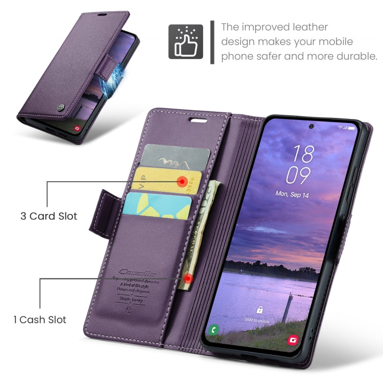 For Samsung Galaxy S25+ 5G CaseMe 023 Butterfly Buckle Litchi Texture RFID Anti-theft Leather Phone Case(Purple) - Galaxy S25+ 5G Cases by CaseMe | Online Shopping UK | buy2fix