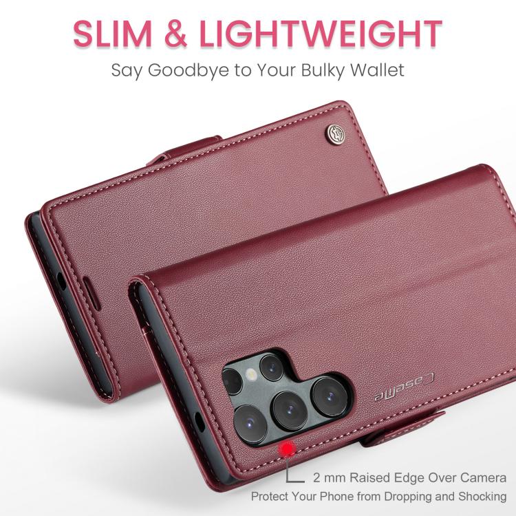 For Samsung Galaxy S25 Ultra 5G CaseMe 023 Butterfly Buckle Litchi Texture RFID Anti-theft Leather Phone Case(Red) - Galaxy S25 Ultra 5G Cases by CaseMe | Online Shopping UK | buy2fix